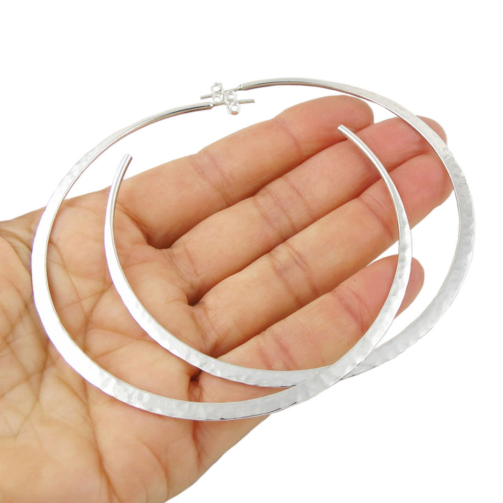 Classic Large Sterling Silver Circle Hoop Earrings