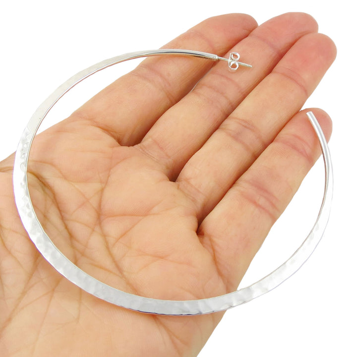 Classic Large Sterling Silver Circle Hoop Earrings