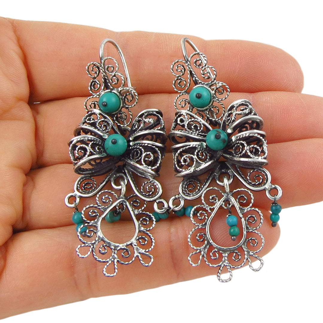 Mexican Oaxaca Chandelier Earrings in Sterling Silver