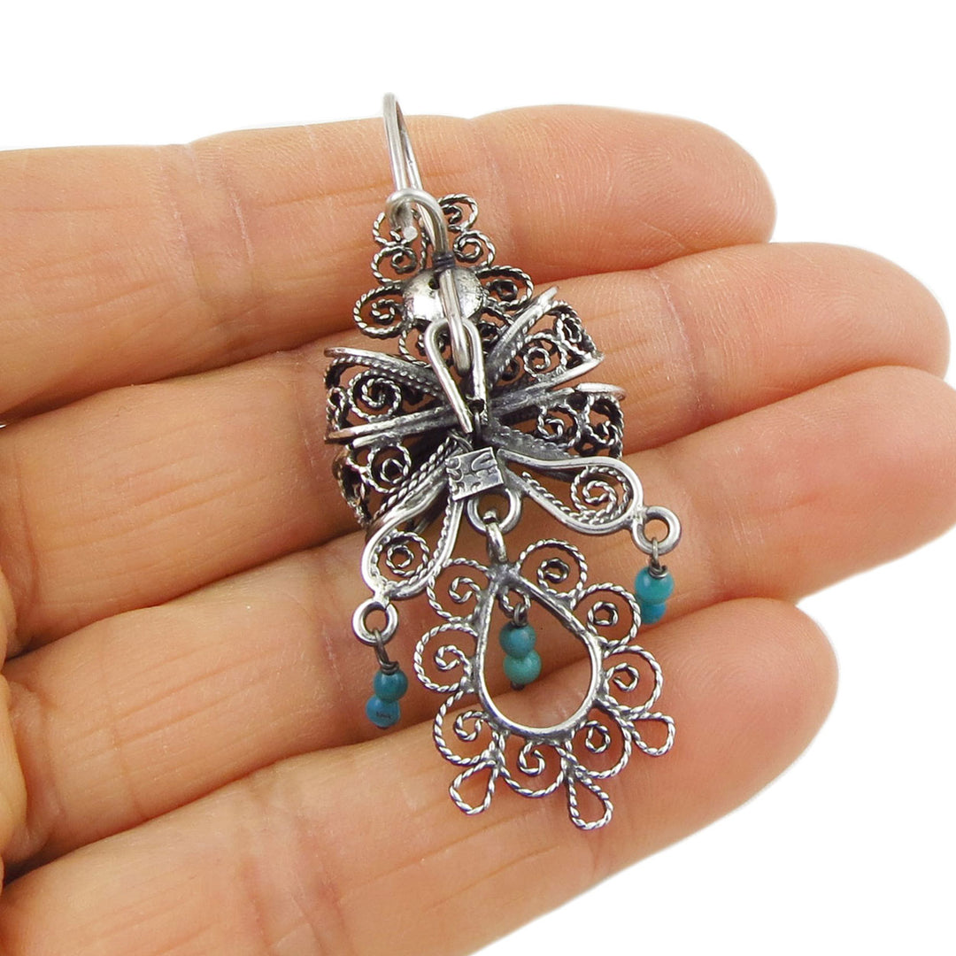 Mexican Oaxaca Chandelier Earrings in Sterling Silver