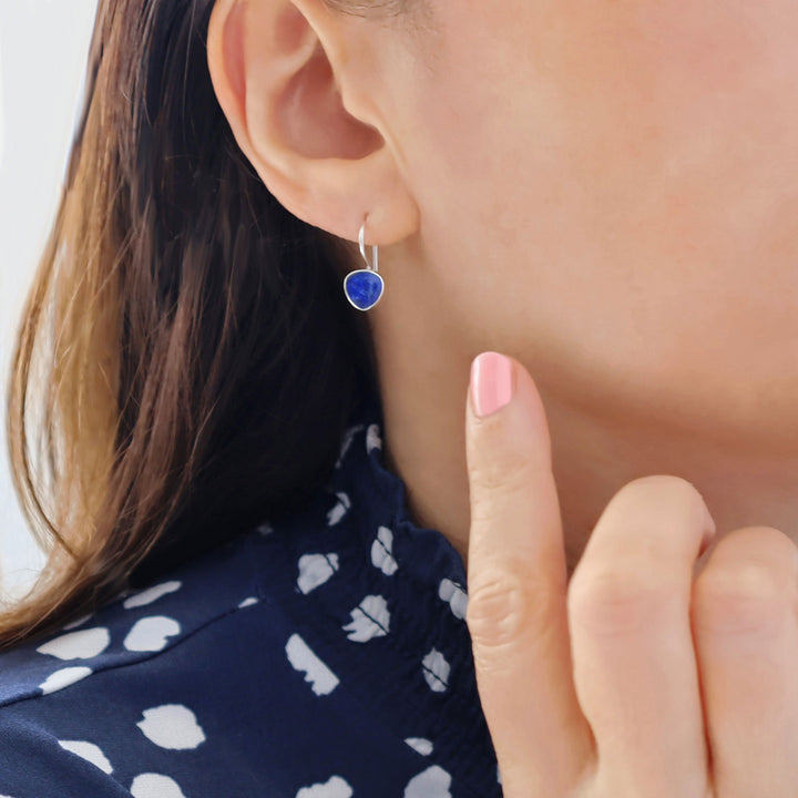 Lapis Lazuli September Birthstone Silver Earrings