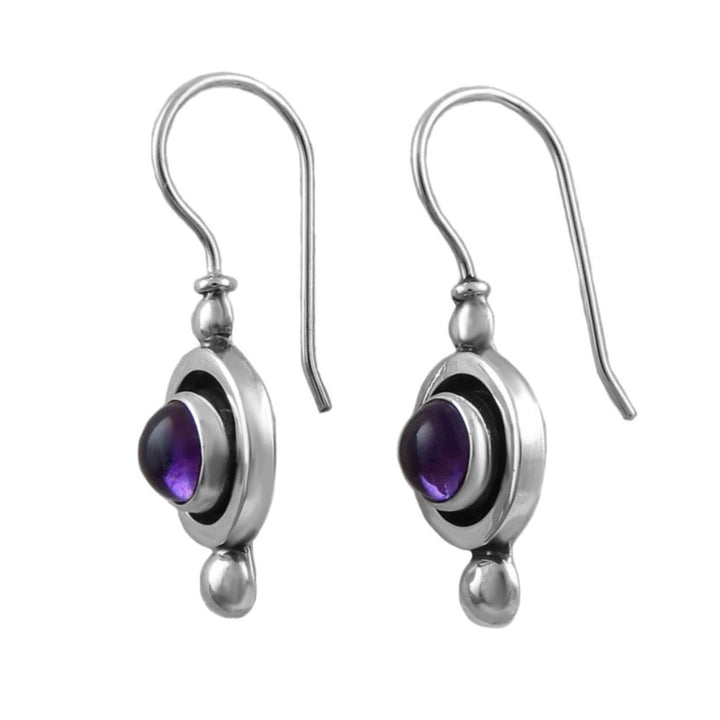 Amethyst Gemstone Silver Earrings