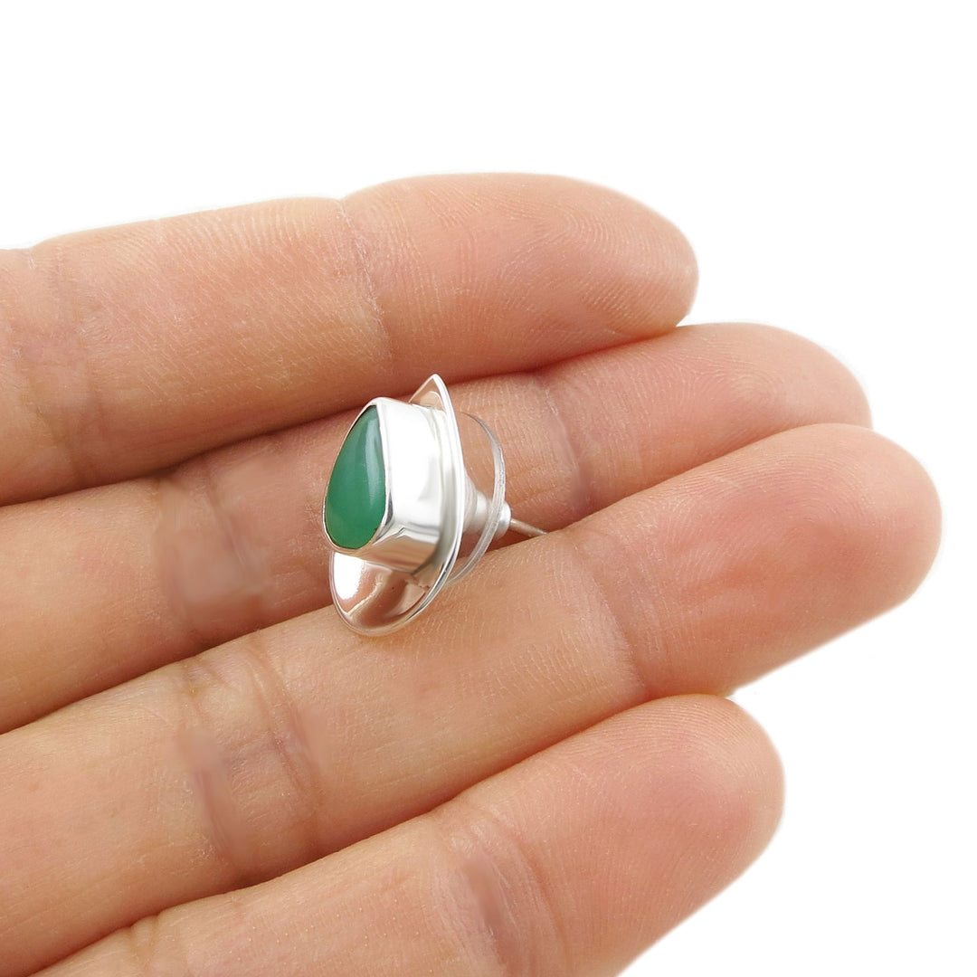 May Birthstone Green Chrysoprase Earrings in Silver