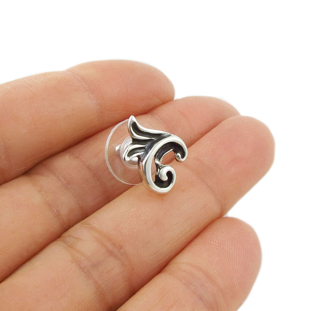 Vine Leaf Silver Stud Earrings