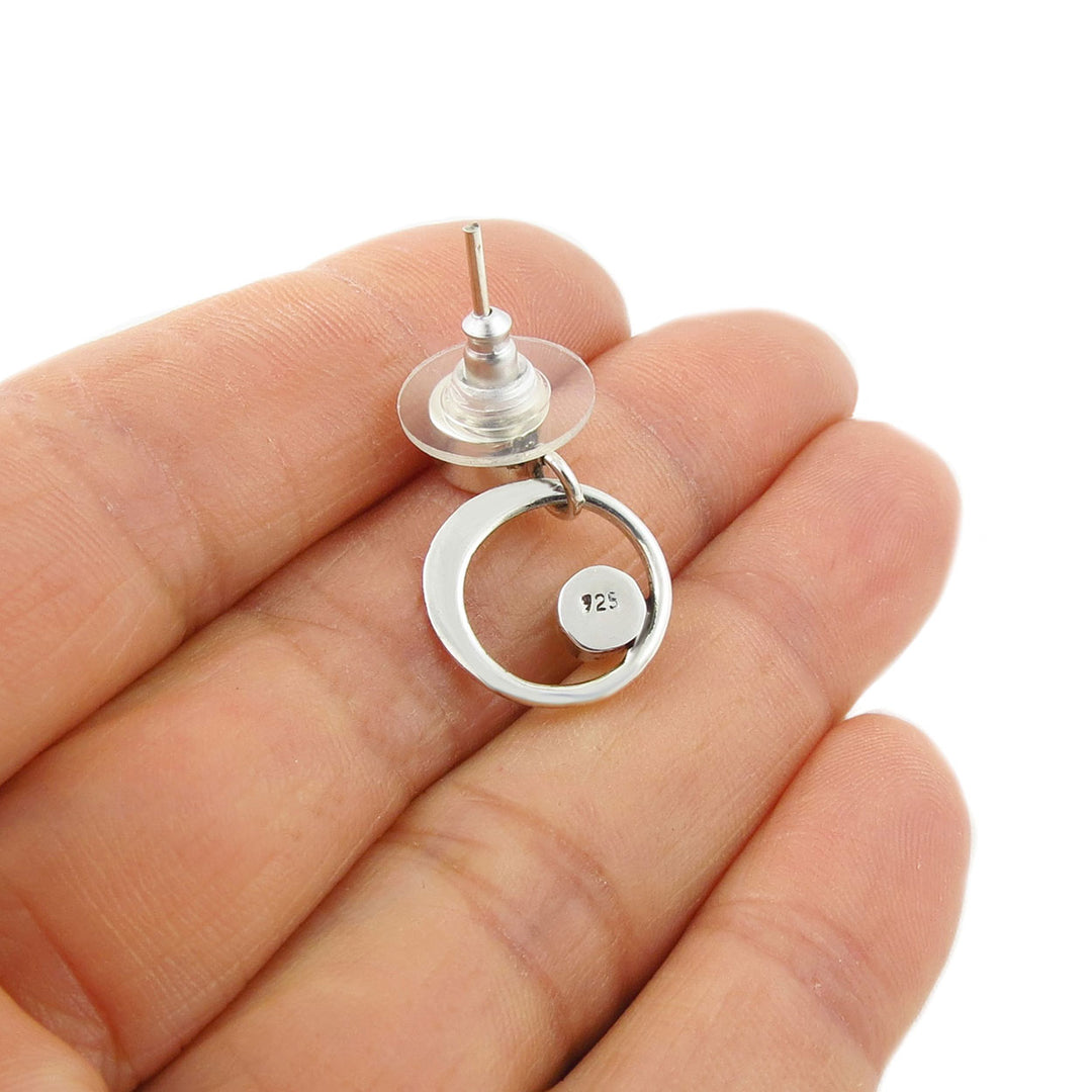 August Birthstone Peridot Gemstone Earrings in Silver