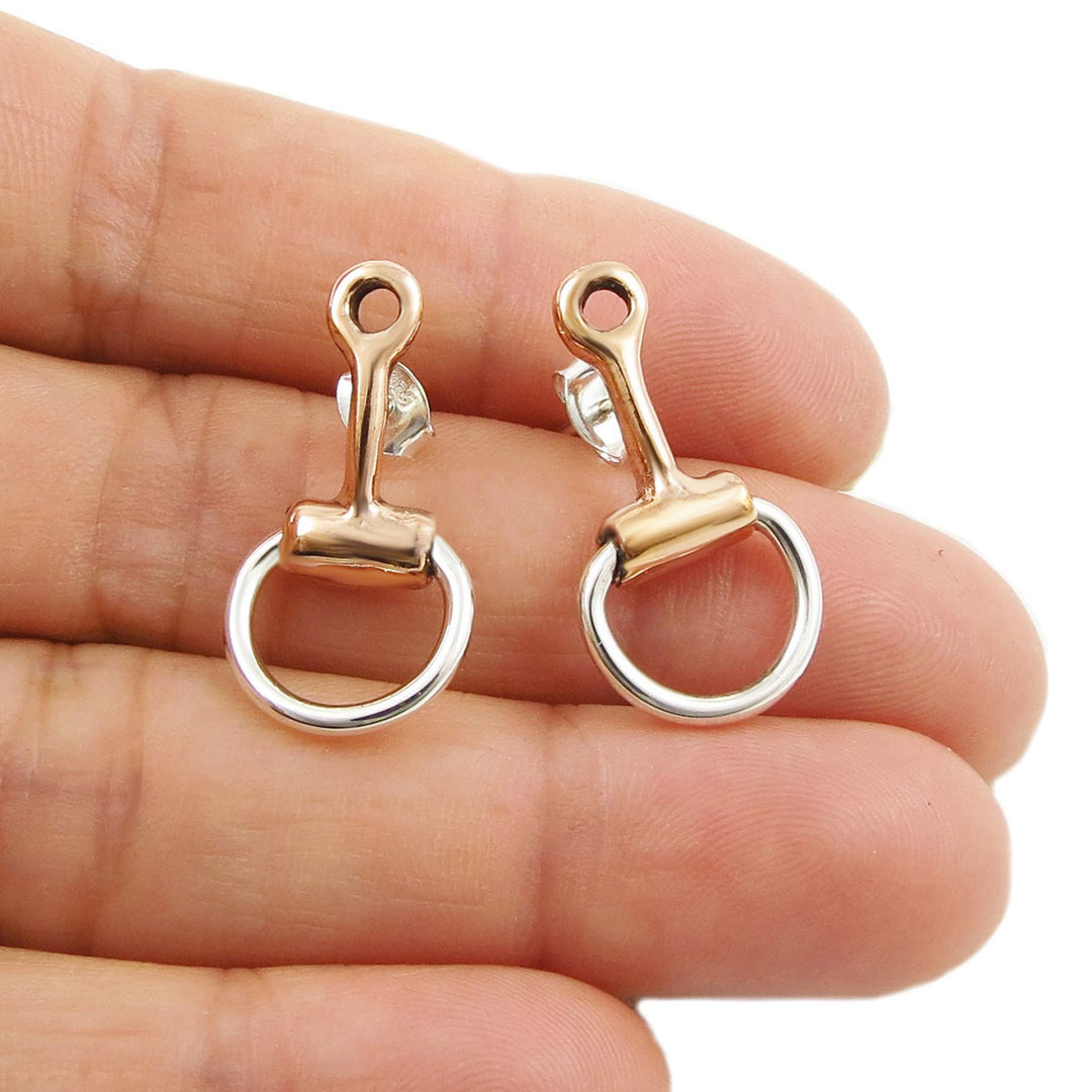 Ladies Horsebit Mixed Metal Earrings