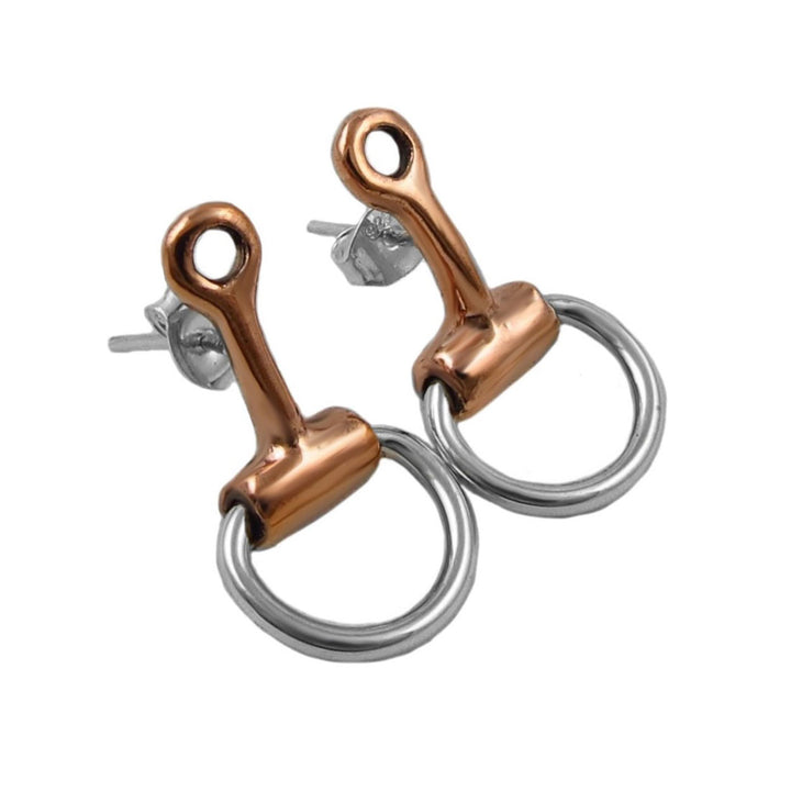 Ladies Horsebit Mixed Metal Earrings