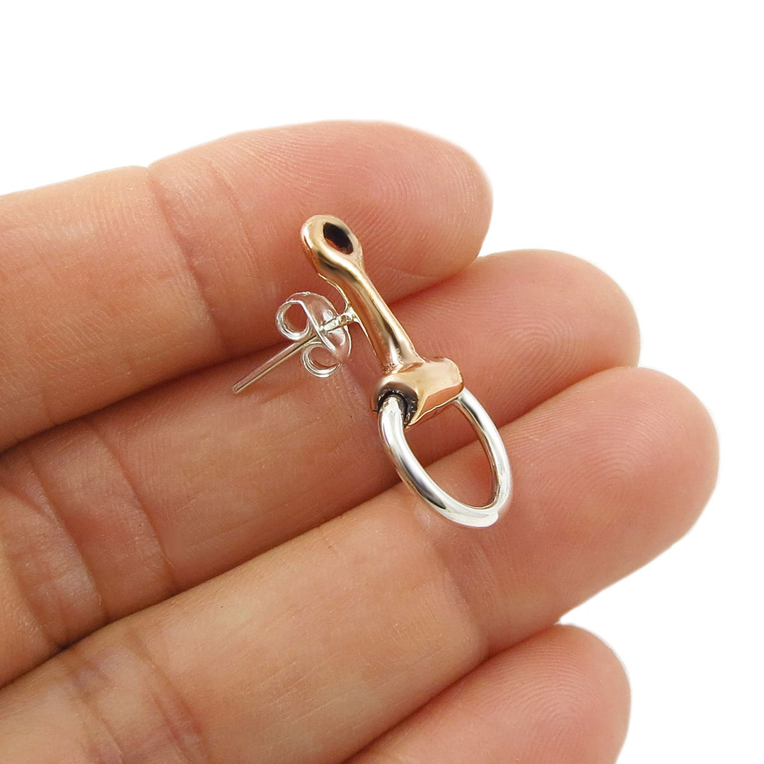 Ladies Horsebit Mixed Metal Earrings