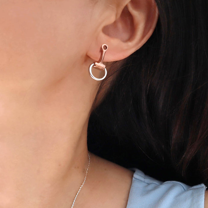 Ladies Horsebit Mixed Metal Earrings