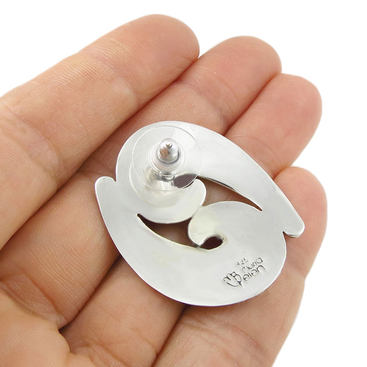 Maria Belen Nilson Taxco Silver Wave Earrings