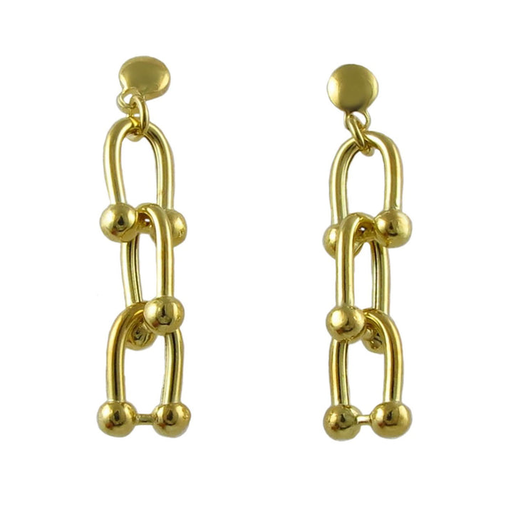 14ct gold gauge link earrings on a white background