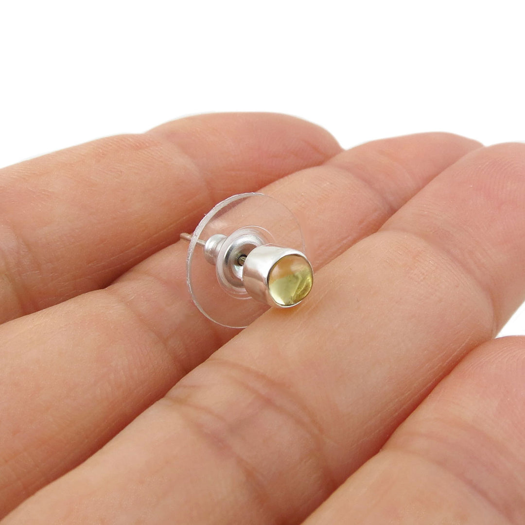 November Birthstone Citrine Gemstone Stud Earrings in 925 Silver