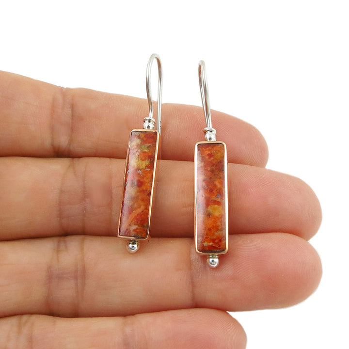 Sponge Coral Gemstone and Silver Earrings for Women