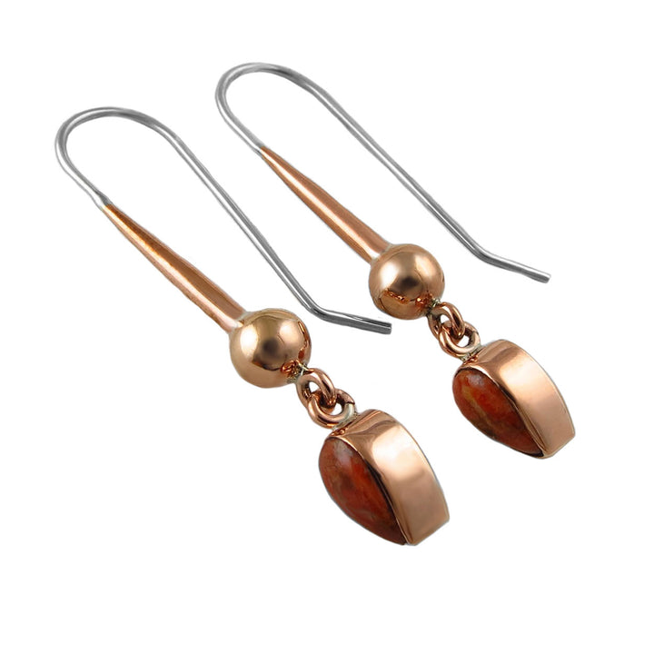 Ladies Coral Gemstone Earrings in 925 Sterling Silver