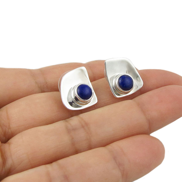 September Birthstone Lapis Lazuli Silver Earrings