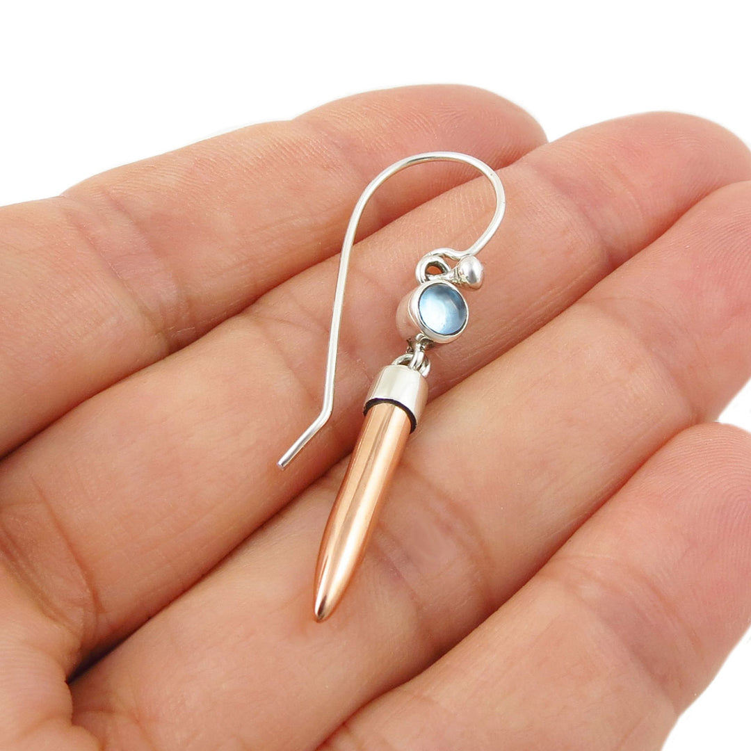 Blue Topaz December Birthstone Mixed Metal Earrings
