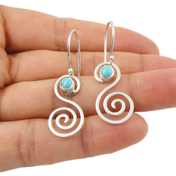 Turquoise Gemstone 925 Silver Drop Earrings