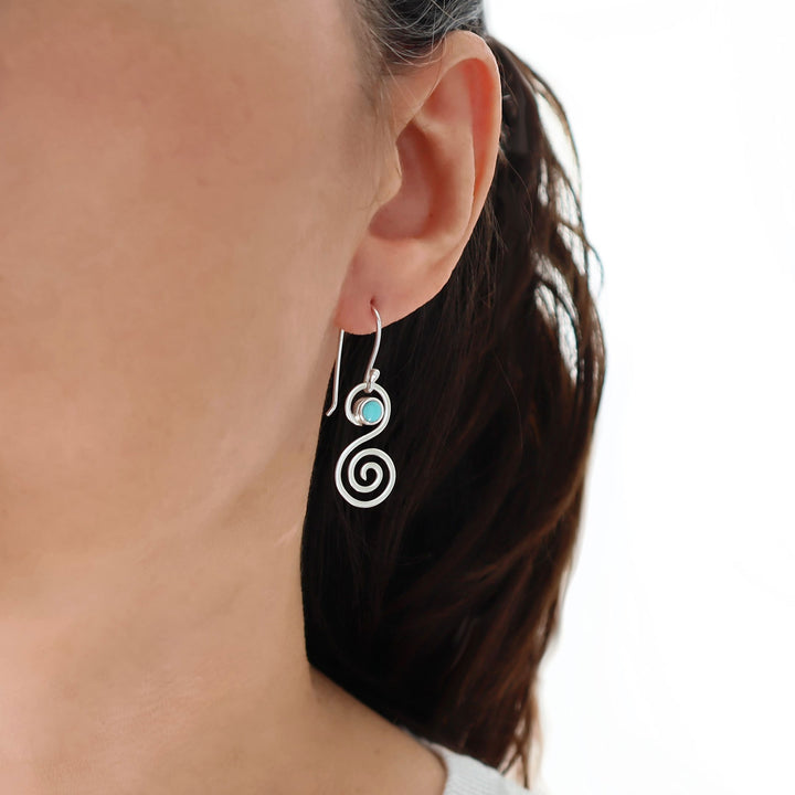 Turquoise Gemstone 925 Silver Drop Earrings