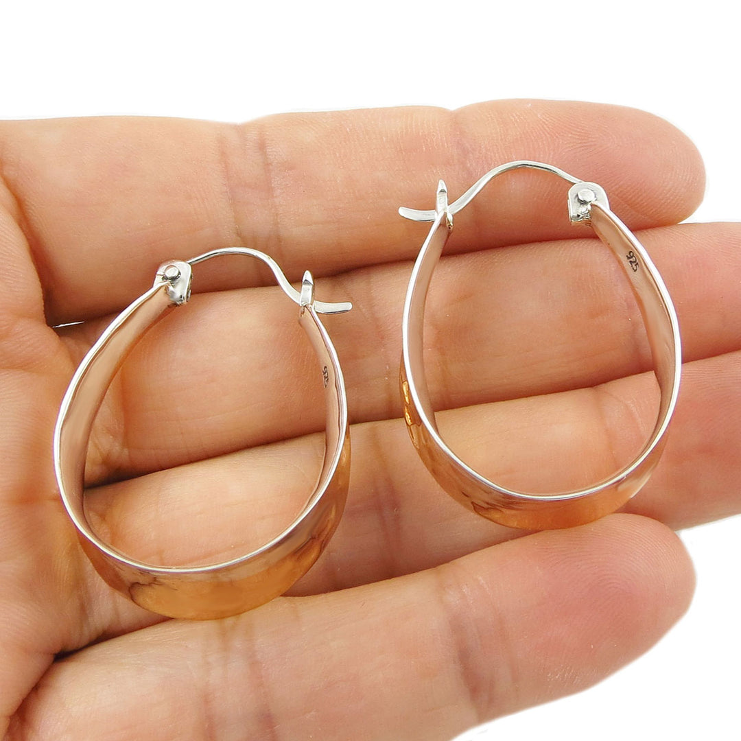 Mixed Metal Hammered Oval Hoop Earrings