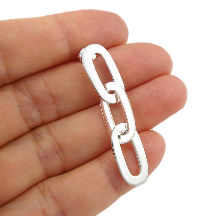 Sterling Silver Chain Link Dangling Earrings