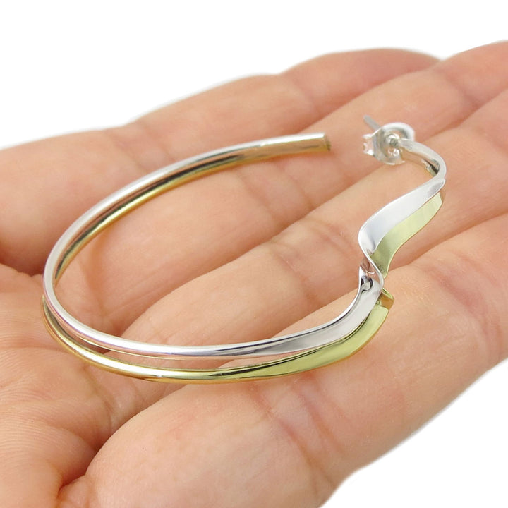 Two Tone Ladies Large Hoop Earrings
