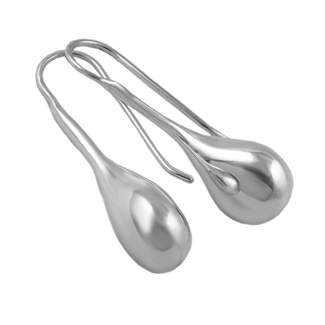 Pair of sterling 925 silver teardrop earrings on a white background