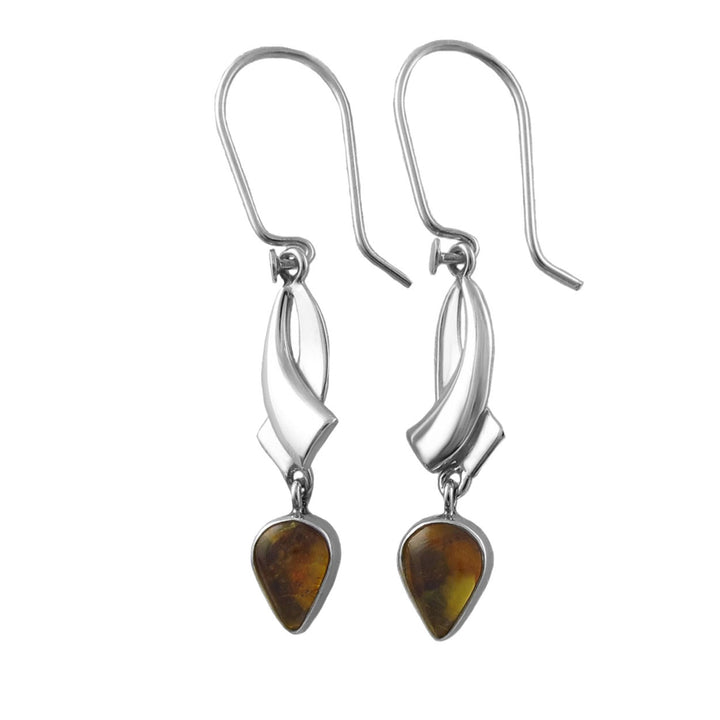 Amber Glow 925 Silver Drop Earrings