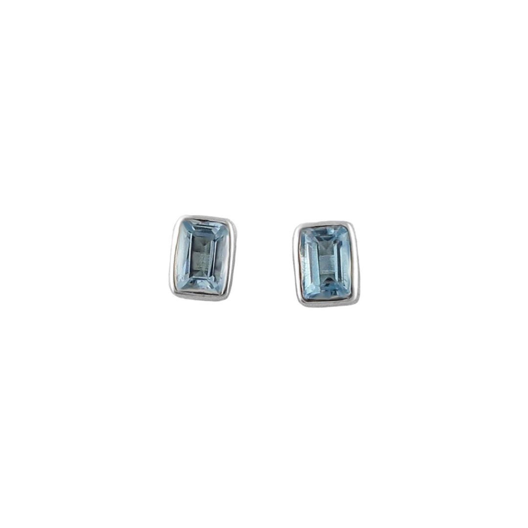 Blue Topaz December Birthstone Silver Earrings