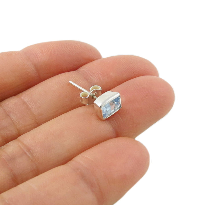 Blue Topaz December Birthstone Silver Earrings