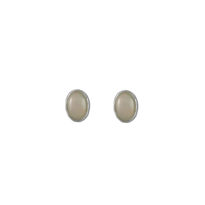 October Birthstone Opal Silver Stud Earrings