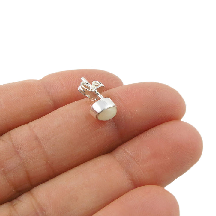 October Birthstone Opal Silver Stud Earrings