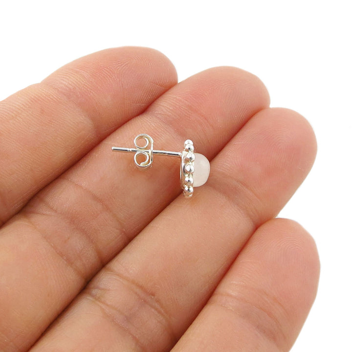 April Birthstone Silver Rock Crystal Earrings