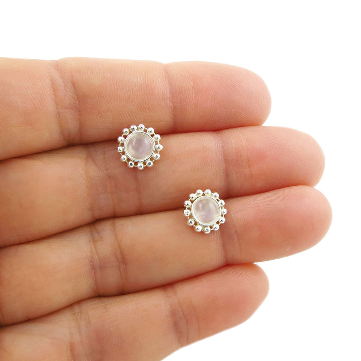 March Birthstone Aquamarine Silver Stud Earrings