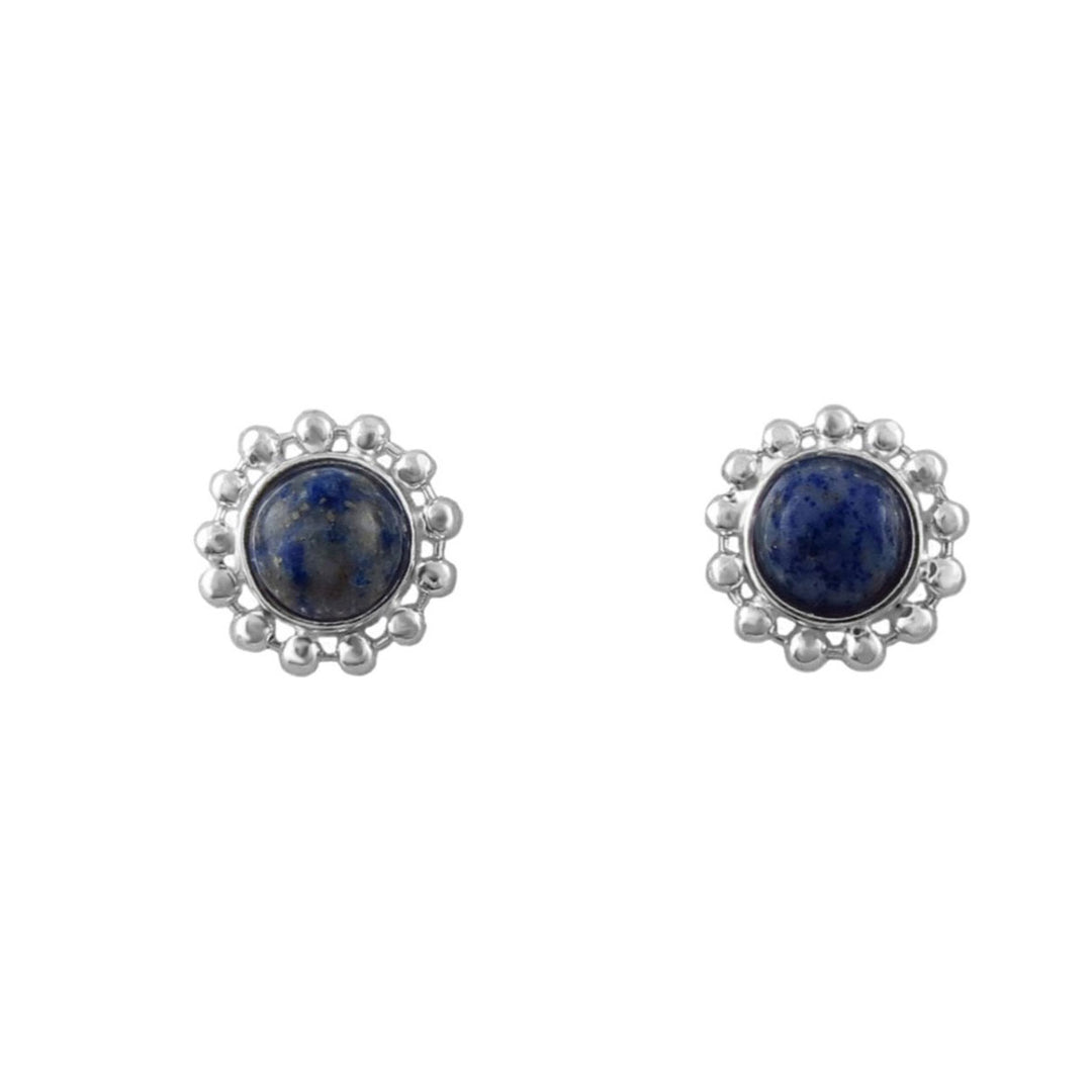 Lapis Lazuli Fancy Silver Stud Earrings