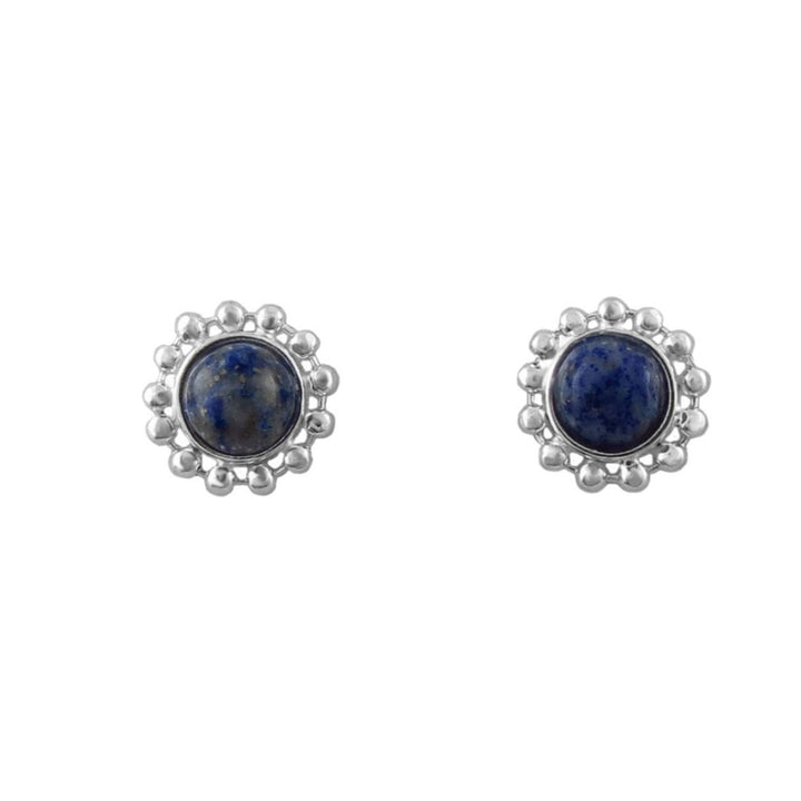 Lapis Lazuli Fancy Silver Stud Earrings