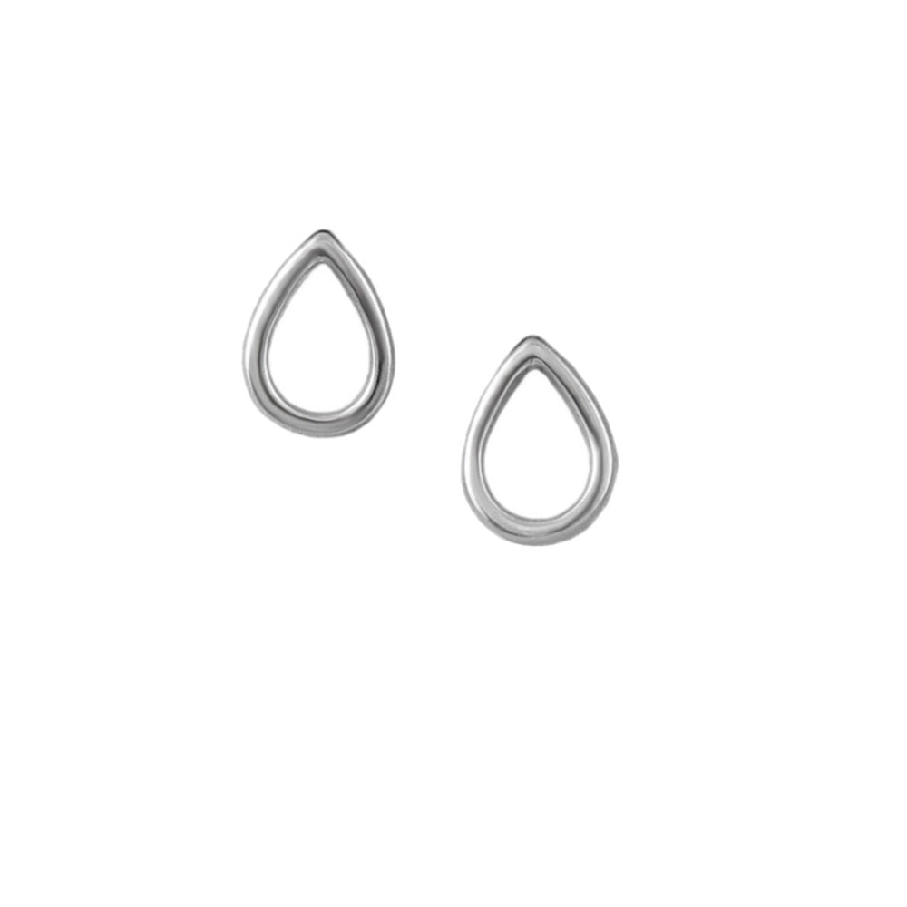 A pair of 925 silver teardrop-shaped silhouette stud earrings on a plain white background.