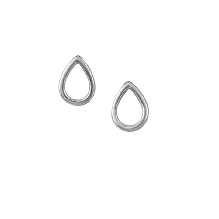 A pair of 925 silver teardrop-shaped silhouette stud earrings on a plain white background.