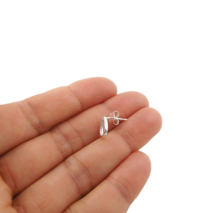 Silver Teardrop Silhouette Stud Earrings