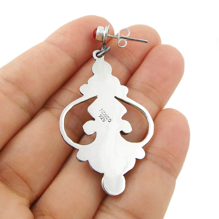 Mexican Baroque Chandelier Gemstone Earrings in Sterling Silver