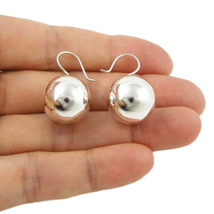 Women's Sterling 925 Silver Ball Bead Drop Earrings