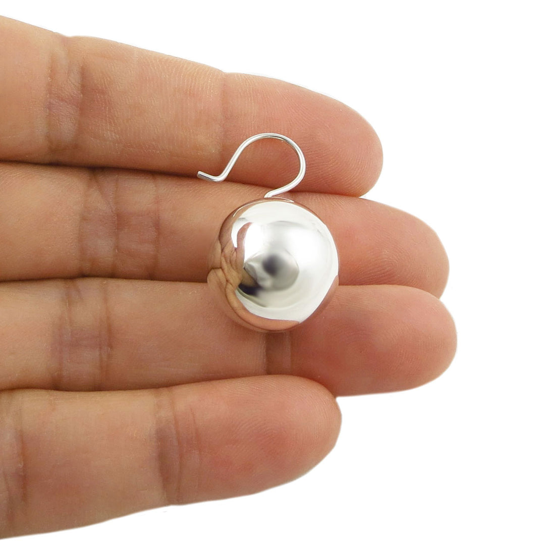 Women's Sterling 925 Silver Ball Bead Drop Earrings