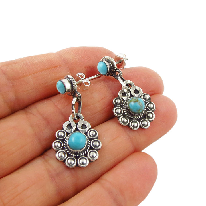 Antiqued Sterling Silver Flower Earrings