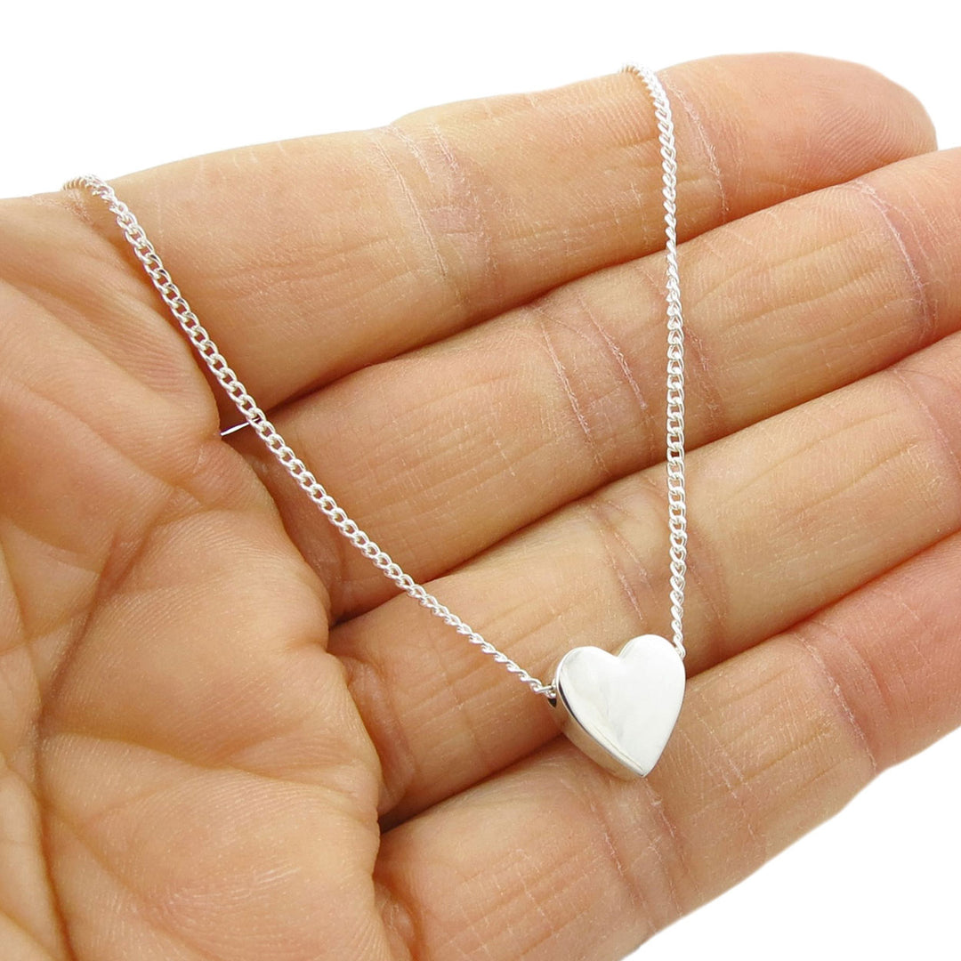 Adjustable Curb Chain 925 Silver Heart Necklace
