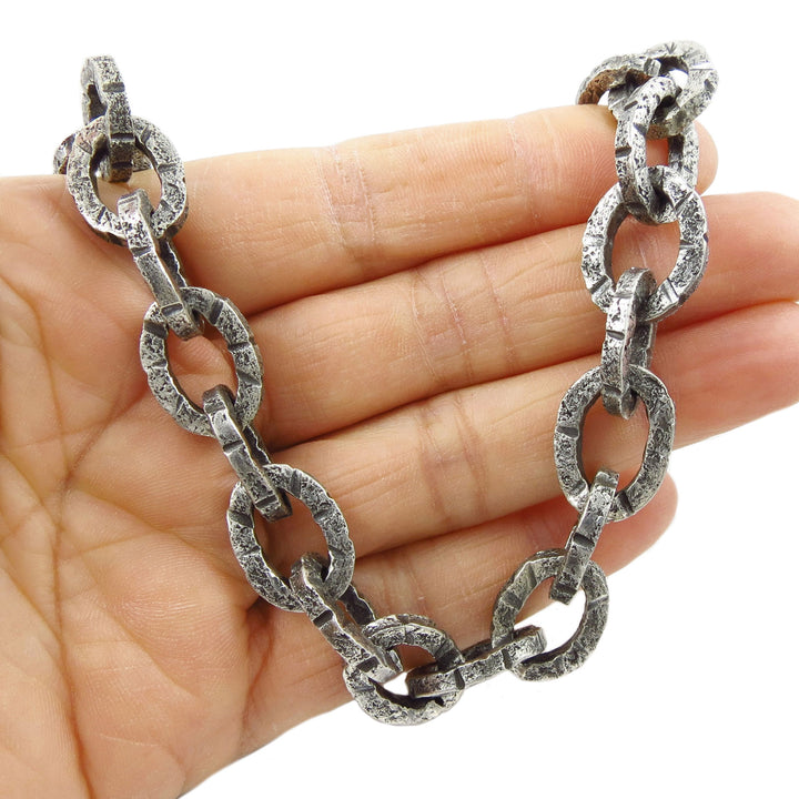 Modern Brutalist Hallmarked 925 Sterling Silver Cable Chain Necklace