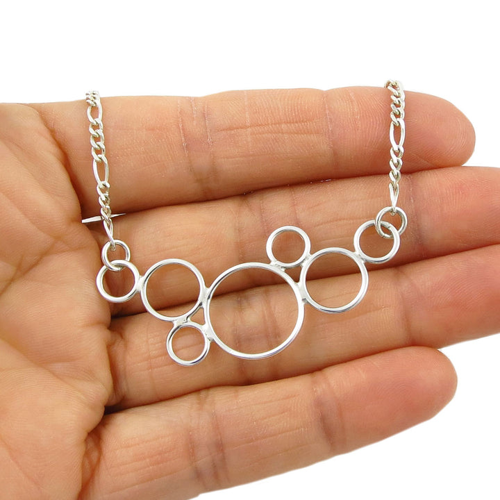 Long Sterling 925 Silver Bubble Necklace