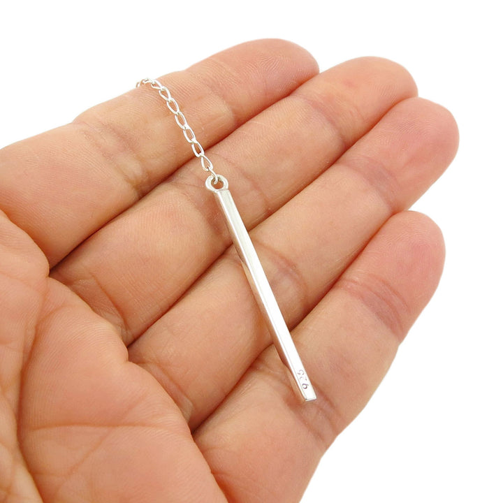 Long Sterling 925 Silver Lariat Chain Stick Necklace