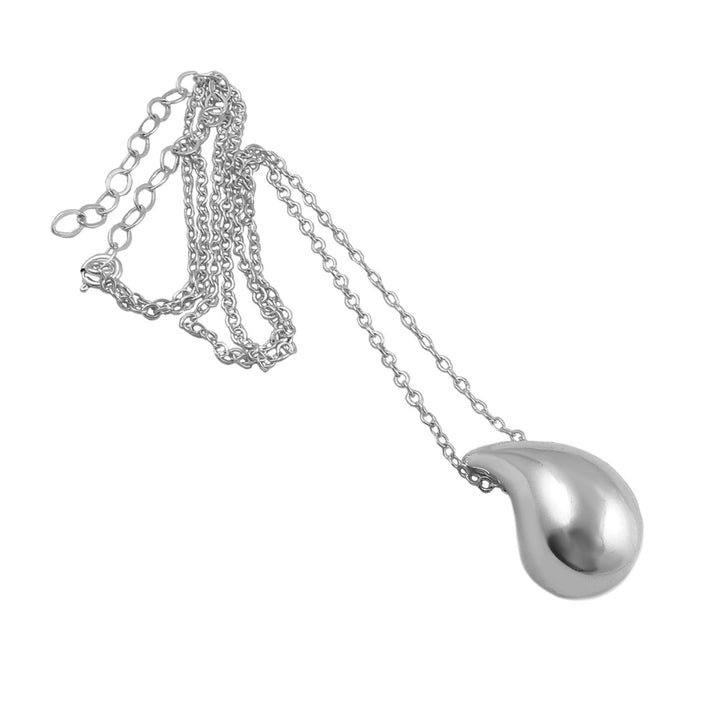 Puffy Teardrop Sterling Silver Pendant Necklace