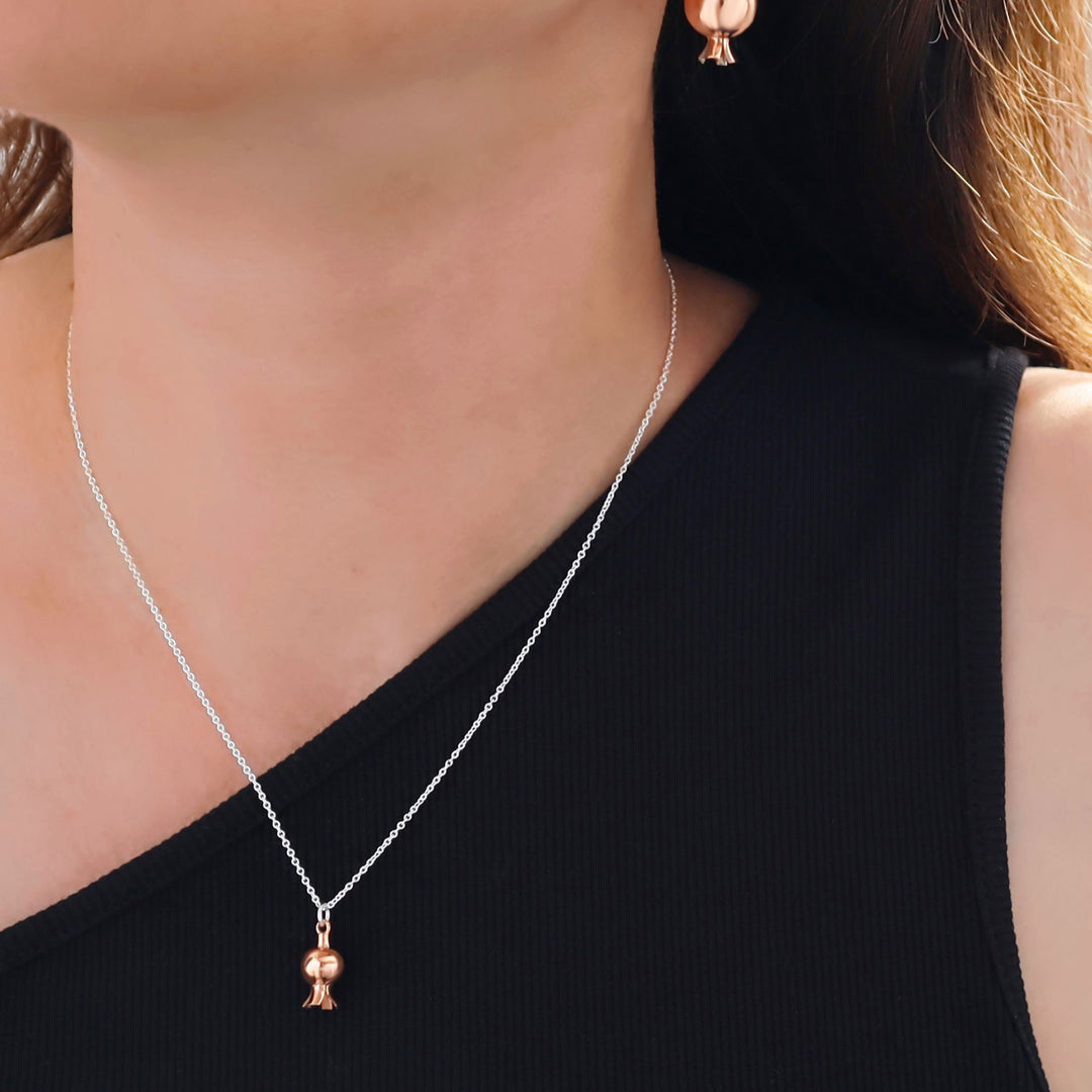 Two Tone Pomegranate Silver Necklace