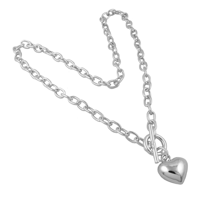 Sterling Silver Heart T-Bar Necklace