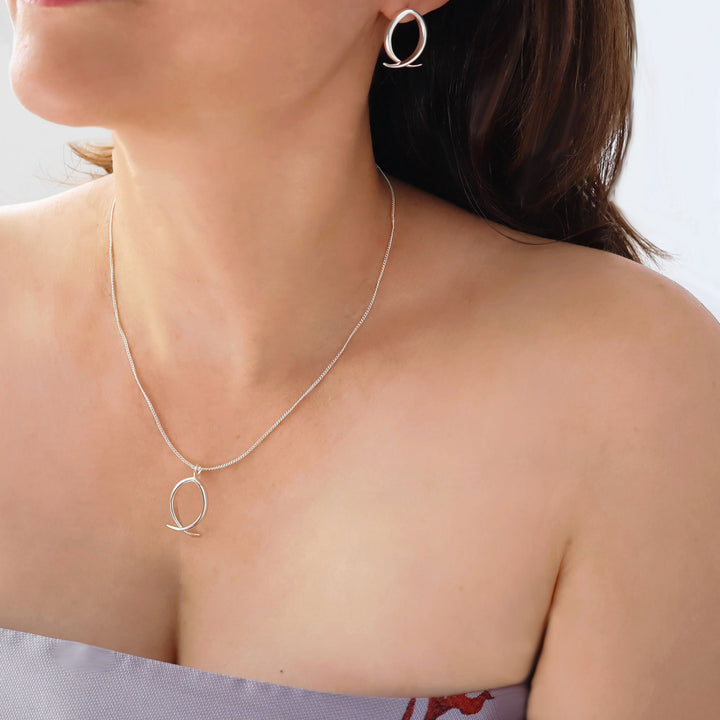 Cross Over Silver Necklace